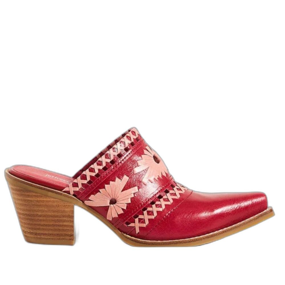 Jeffrey Campbell Woven Embroidered Leather Western Mules Pink Red Size 8